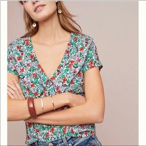 Anthropologie Maeve Austen Floral Collared Blouse